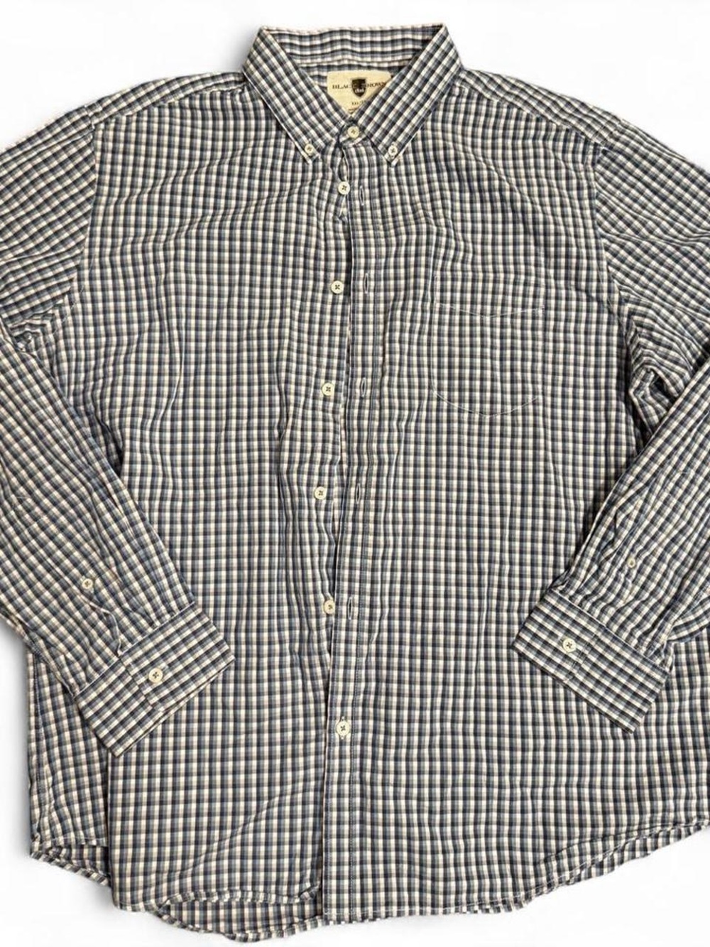 Mens Black Brown 1826 Cotton Dress
Blue Plaid Button Shirt Size XXL